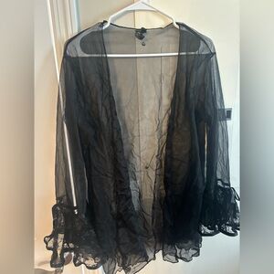 Chic Sheer Black Lace Robe
